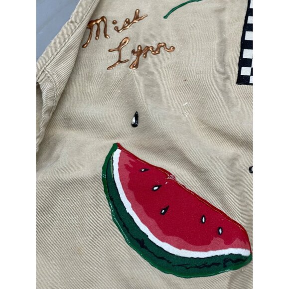 handmade apron watermelon brown red over neck back tie  one size READ - Picture 7 of 7